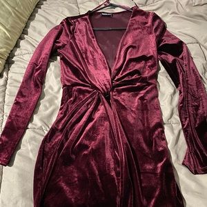 Burgundy suede dress